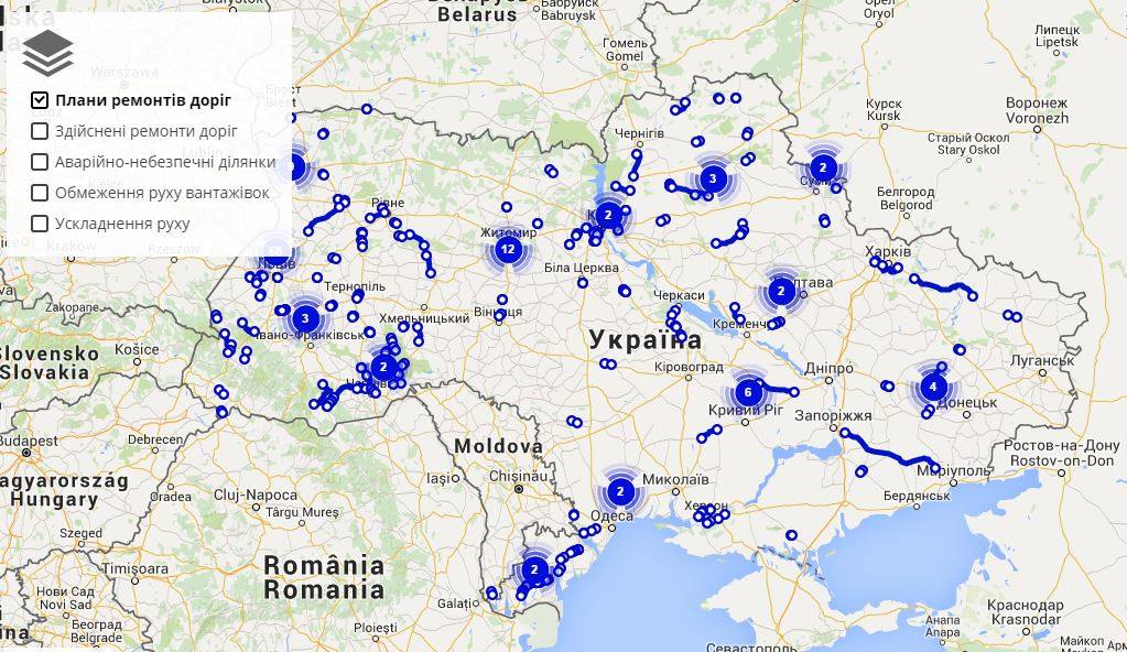 Інтерактивна карта Гройсмана показує, що на Буковині таки ремонтують дороги