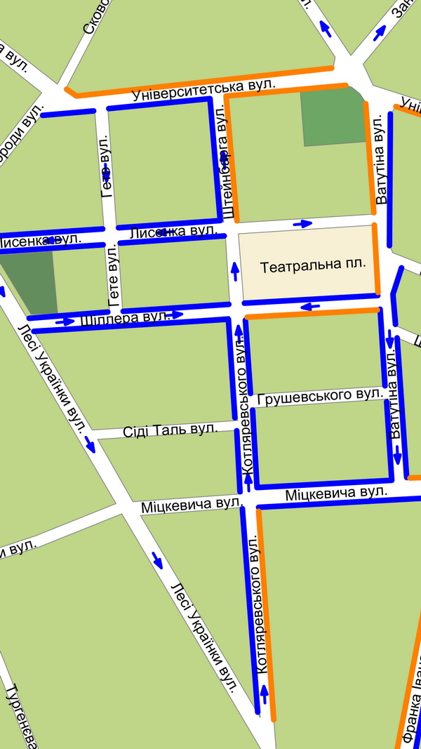 У в двох зонах Чернівців незабаром запровадять односторонній рух транспорту (+схема)