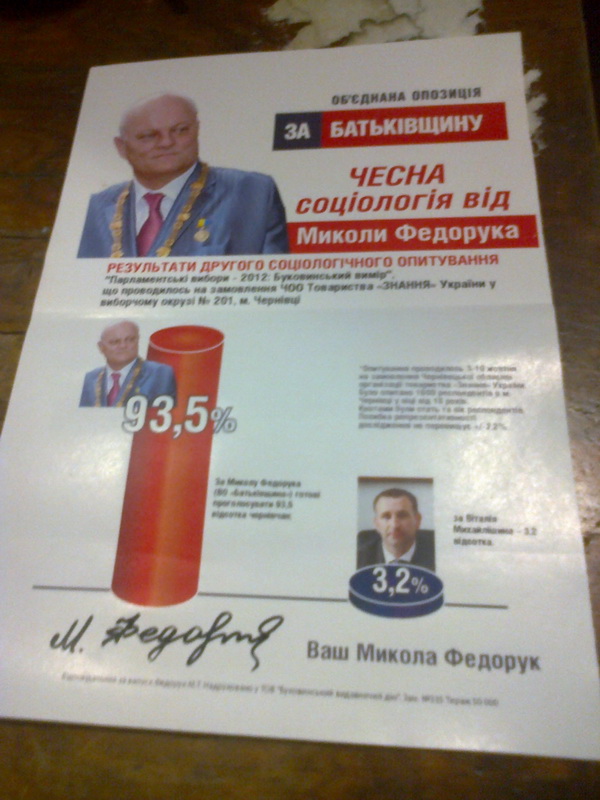 Молодіжки опозиційних сил Буковини хочуть повернути Михайлішину та Партії Регіонів брехливу агітаційну продукцію, яка призначалася виборцям (оновлено 16.10.2012)