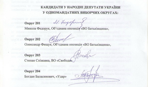 Кандидати в народні депутати від опозиції Чернівецької області підпиcали Політичну угоду (Фоторепортаж. Оновлено)