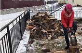 Депутат Аліна Олевич нарубала дров у Чернівцях