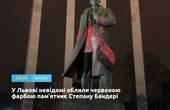 У Львові невідомі облили червоною фарбою пам’ятник Степану Бандері