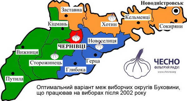 В утворенні виборчих округів із нетиповою конфігурацією прослідковуються політичні мотиви. Частину Садгірського району міста Чернівців приєднали до округу з центром у Новоселиці