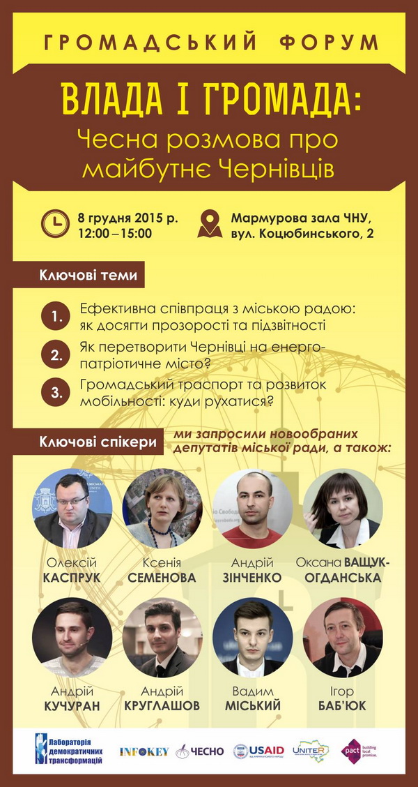 У Чернівцях чесно поговорять про майбутнє міста