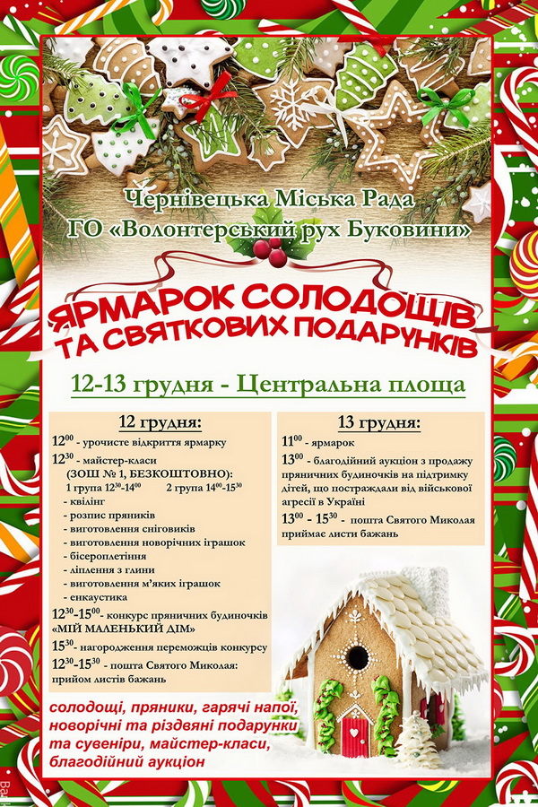 У Чернівцях завтра ярмарок солодощів 