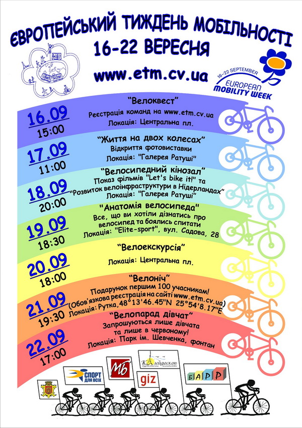 Чернівчанам обіцяють Тиждень велосипедного щастя