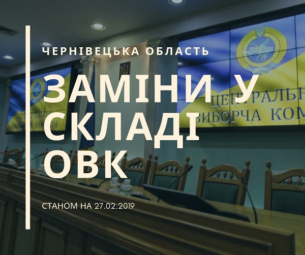 Cемеро кандидатів у Президенти замінили своїх представників у складі ОВК у Чернівецькій області 