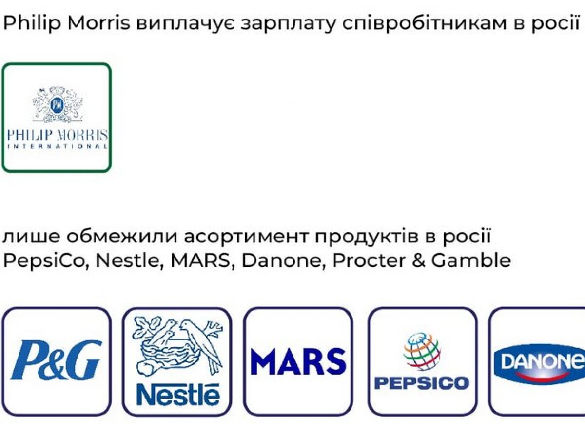 Nestle, MARS, Danone, Procter & Gamble, Philip Morris, PepsiCo  продовжують фінансувати війну Росії проти України 