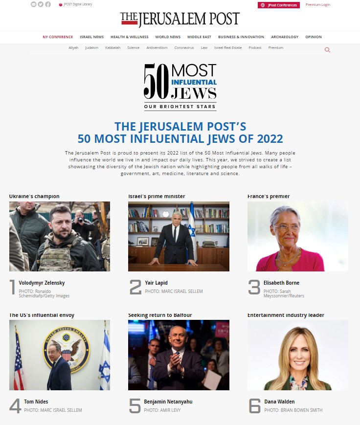 Зеленський очолив список найвпливовіших євреїв світу і дорікнув владі Ізраїлю в недостатній підтримці України під час війни Президент 