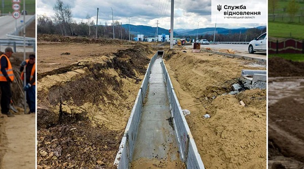 На 7-кілометровій ділянці першої на Буковині цементобетонної дороги будуть доволі складну та розгалужену систему водовідведення